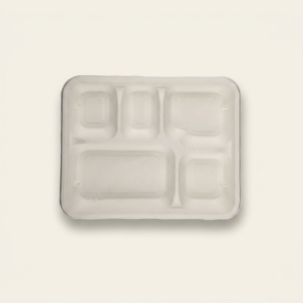 5-Compartment Bagasse Meal Tray